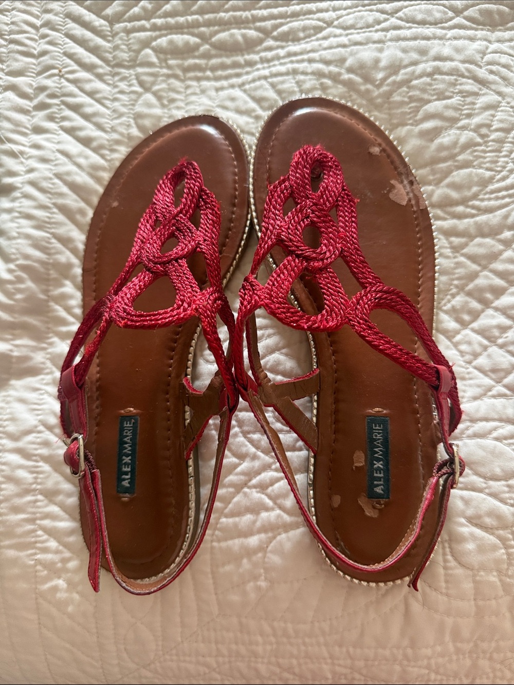 Alex Marie Red Braided Slingback Sandals Sz 7
